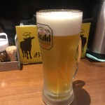 1ポンドのステーキハンバーグ タケル - ドリンク写真:お得にいただいた生ビールは美味しい…