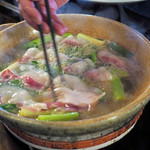 比良山荘 - 白味噌の猪鍋