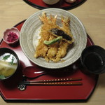 Tempura Yasuda - 同僚が頼んだ上海老天丼＠1200円(税込み)