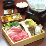 Saga beef & Kagoshima black pork shabu shabu set meal