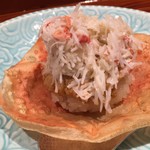 銀座 しのはら - ズワイガニとあん肝の蒸し寿司