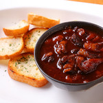 Exquisite Japanese black beef tendon stewed in red wine with baguette