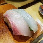 Oga zushi - ハマチ、イカです。