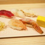 赤坂 すし 秀 - ミニ丼+握り5貫 1080円 の握り5貫