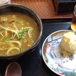 さぬきうどん冨家 - カレーうどん￥７３０と半熟卵の天ぷら￥９０