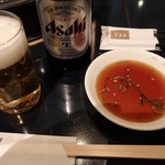 食道園 - 瓶ビールとタレ