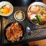 昌喜庵 - 豚生姜焼き丼セット（850円）