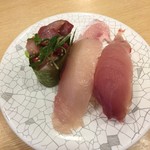 寿司めいじん - カボスぶり三種盛