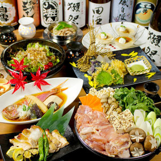 ご宴会 地鶏と鮮魚の贅沢コース 全9品 5500円 ４4００円 1100円で飲み放題を付けることができます 完全個室 傳 アクアルーム 大宮 Den 大宮 居酒屋 食べログ