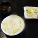 四季のお料理 きくや - 4,000円のお料理の ごはん、赤だし、香の物。　　　　　　2018.01.27