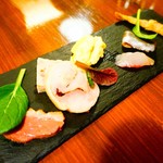 キオッチョラ - 阿波尾鶏モモ肉の自家製ハム、パテ・ド・カンパーニュ、低温調理のトリュフ風味の鴨肉