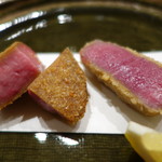 肉割烹 上 - 黒タンカツレツとヒレのから揚げ