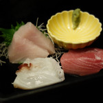 付き出し（気仙沼のメカジキ、水ダコ、本マグロ）