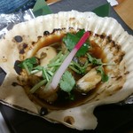 喜多郎寿し - ホタテ造りのヒモとか肝を焼いたもの