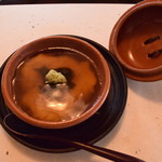 比良山荘 - 鯉の白子。あんが熱々。