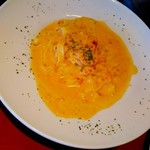 Itaria Ryouriguran Karro - 自家製平打ち麺の海老のトマトクリームパスタ（海老は３尾）