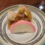 傳 - (2018年2月　訪問)香の物は古漬け白菜とむかご、紅大根。