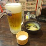 Yakitori Koubou - 生ビールとお通しと牛乳
