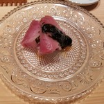 鮨 一幸 - 鮪の子 海苔醤油をのせて