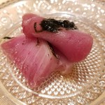 鮨 一幸 - 鮪の子 海苔醤油をのせて