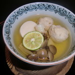 海石榴 - 温物　鯵つみれ　焼葱他