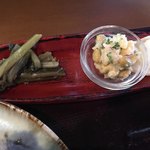 おかえりなさいほうづき - 小松菜、ポテトサラダ、大根の漬物
