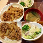 すき家 - 牛丼(中盛)480円＋サラダセット150円
