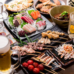 居酒屋よっちゃん - 《松》4500円　青森ホタテ焼き＆刺身＆串焼き８点盛りなど豪華全10品＆3時間飲み放題付