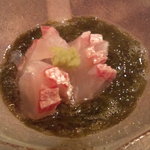 てんぷら　成生 - 花鯛刺身、もずく