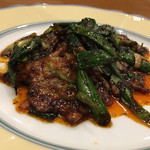 天鳳 - 豚肉と葉ニンニクの回鍋肉