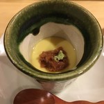 旬美にしかわ - 梅肉の乗った茶碗蒸し。