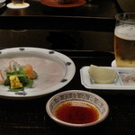 菊乃井 - ・向付の一番目　鉄鎖　鉄扉　あしらい一式　ぽん酢。