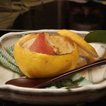 菊乃井 - ・焼物　柚子釜焼き　柚子味噌　金時人参　海老芋　海老　帆立