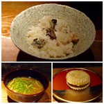 大どころ - ◆牡蠣がタップリ入っています。 ◆キノコタップリのお味噌汁。 ◆デザートは「黒豆入りの最中アイス」