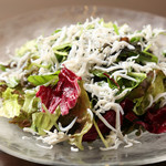 Japanese-style salad with kettle-fried whitebait and seaweed