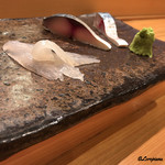小判寿司 - 眞子鰈と二種類の〆鯖