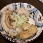 Kanayama Oden Kushiage De-Mon - 出汁おでん（大根、玉子、車麩、鶏つくね、もち巾着）