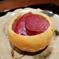 鉄板焼き いわ倉 - メジマグロの蒸し寿司