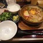 横浜なかや - ねぎ玉味噌煮込みうどん（\1,030）＋小ごはん（\100）