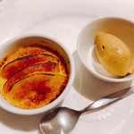 北島亭 - 2018.1.  カルヴァドスのクレーム・ブリュレ りんごのコンポート乗せ