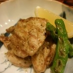 新橋ときそば - 地鶏の香味焼き。