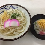 釜福うどん - かやくうどん  175円    バラ寿司 165円