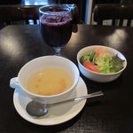 パスタハウス プリモ - 日替わりランチ[スープ、サラダ、ドリンク](2018/02/08撮影)