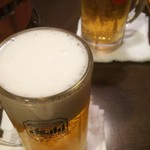Genki Shichirin Yakiniku Gyuushige - 生ビールで乾杯！