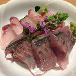お料理 とみやま - 刺身 鯵とあぶら坊主の合盛 ¥1000(税別)
