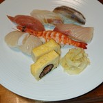 すし酒場 平島 - にぎり　焼酎も見えます(笑)