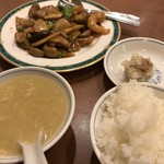 清香園 - 八宝菜、ごはん、たまごスープ、シュウマイ