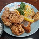 久砂園 - 揚物満載の定食Ｂです♪