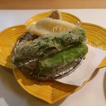 ひろ作 - アスパラと柳鰈の天ぷら