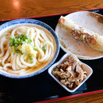 エコランド鵜足津 - かけうどんと肉皿とちくわ天